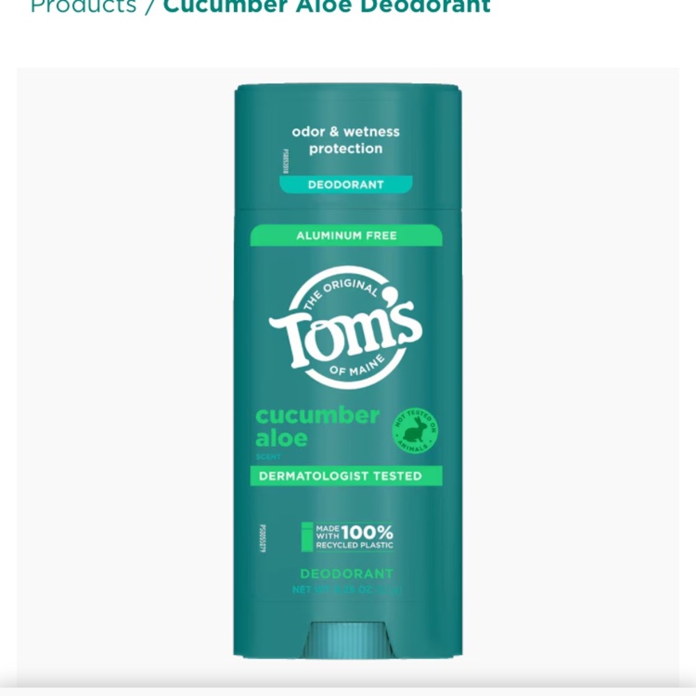 Tom’s MaineCucumber aloe 48 H order & sweat protection